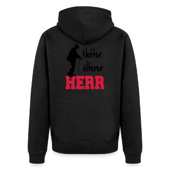 Netter Alter Mann - Unisex Premium Bio Zip Hoodie - Schwarz - Hinten - Nico (187cm)