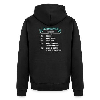 Stundenlohn | Anlagenmechaniker - Unisex Premium Bio Zip Hoodie - Schwarz - Hinten - Nico (187cm)