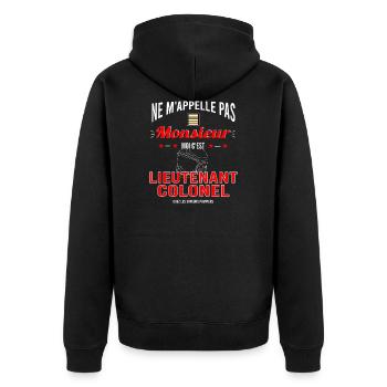 Sapeur pompier lieutenant colonel - Veste à capuche bio Premium Unisexe - noir - Dos - Nico (187cm)