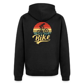 Biker Mountain Biker MTB Bike Design - Unisex Premium Organic Zip Hoodie - black - Back - Nico (187cm)