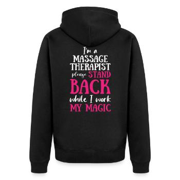 Massage Therapist Magic - Unisex Premium Bio Zip Hoodie - Schwarz - Hinten - Nico (187cm)