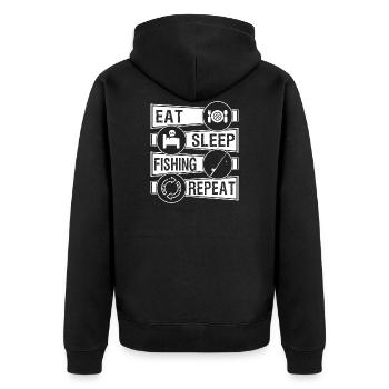 Fishing and I - Unisex Premium Organic Zip Hoodie - black - Back - Nico (187cm)