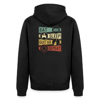 Gitarre und ich - Unisex Premium Bio Zip Hoodie - Schwarz - Hinten - Nico (187cm)