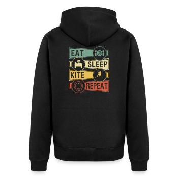 Kiter - Unisex Premium Bio Zip Hoodie - Schwarz - Hinten - Nico (187cm)