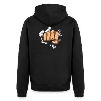 Boxer Fist Punch Wall Boxing Force Colère Knockout - Veste à capuche bio Premium Unisexe - noir - Dos - Nico (187cm)