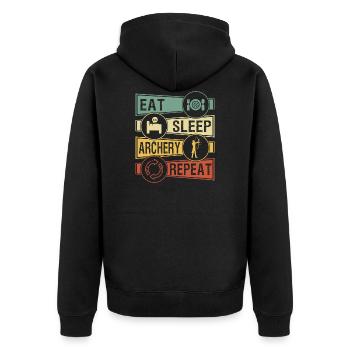 Bogenschiessen - Unisex Premium Bio Zip Hoodie - Schwarz - Hinten - Nico (187cm)