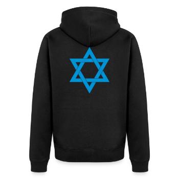 Star of David - Unisex Premium Organic Zip Hoodie - black - Back - Nico (187cm)