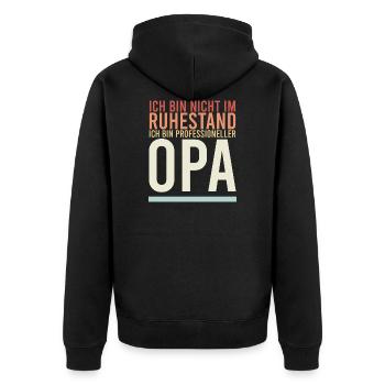 Ich bin nicht im Ruhestand Professioneller Opa - Unisex Premium Bio Zip Hoodie - Schwarz - Hinten - Nico (187cm)