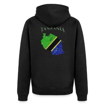 Carte drapeau de la Tanzanie - Veste à capuche bio Premium Unisexe - noir - Dos - Nico (187cm)
