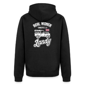 Real Women Drive A Landy - Veste à capuche bio Premium Unisexe - noir - Dos - Nico (187cm)
