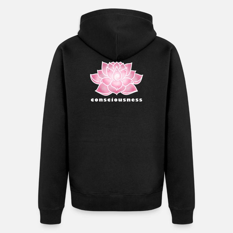 Lotus, Bewusstsein - Unisex Premium Bio Zip Hoodie - Schwarz