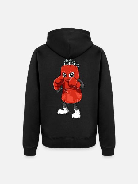 Lustiger Boxsack mit Boxhandschuhen - Unisex Premium Bio Zip Hoodie - Schwarz