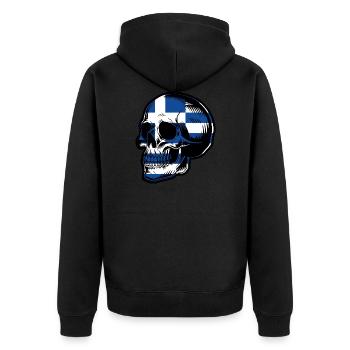 Griechenland Totenkopf Grieche Griechisch Ouzo - Unisex Premium Bio Zip Hoodie - Schwarz - Hinten - Nico (187cm)