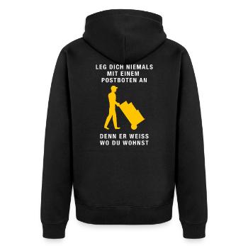 Post24 - Unisex Premium Bio Zip Hoodie - Schwarz - Hinten - Nico (187cm)