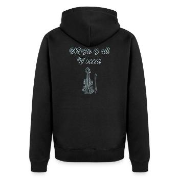 music - Unisex Premium Organic Zip Hoodie - black - Back - Nico (187cm)