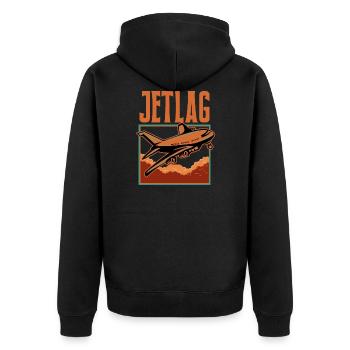 Jetlag Jet Lag - Unisex Premium Bio Zip Hoodie - Schwarz - Hinten - Nico (187cm)