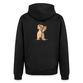 Mom labradoodle - Unisex Premium Organic Zip Hoodie - black - Back - Nico (187cm)