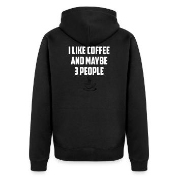 I lIke Coffee and Maybe 3 People Lustiges Geschenk - Unisex Premium Bio Zip Hoodie - Schwarz - Hinten - Nico (187cm)