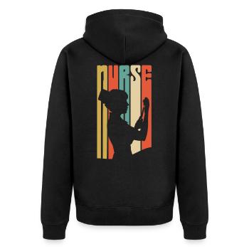 Retro - Vintage - Krankenschwester - Spritze -70s - Unisex Premium Bio Zip Hoodie - Schwarz - Hinten - Nico (187cm)