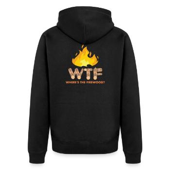Where's The Firewood - Unisex Premium Bio Zip Hoodie - Schwarz - Hinten - Nico (187cm)