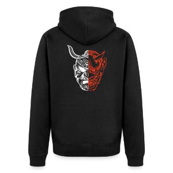 Demon Mask Hannya Hannyamask Japan Oni - Unisex Premium Organic Zip Hoodie - black - Back - Nico (187cm)