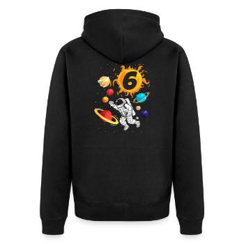 6th Birthday Astronaut Space Birthday Child - Unisex Premium Organic Zip Hoodie - black - Back - Nico (187cm)