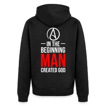 Retro Atheist Anti Relegion Vintage Agnostic - Unisex Premium Organic Zip Hoodie - black - Back - Nico (187cm)