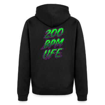 200 BPM LIFE Festival Design Für Raver - Unisex Premium Bio Zip Hoodie - Schwarz - Hinten - Nico (187cm)