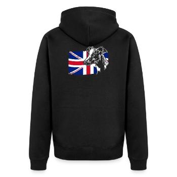 WHIPPET Union Jack Flag Dogs Wilsigns - Unisex Premium Organic Zip Hoodie - black - Back - Nico (187cm)