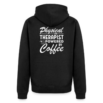 Physical Therapist Powered By Coffee - Unisex Premium Bio Zip Hoodie - Schwarz - Hinten - Nico (187cm)