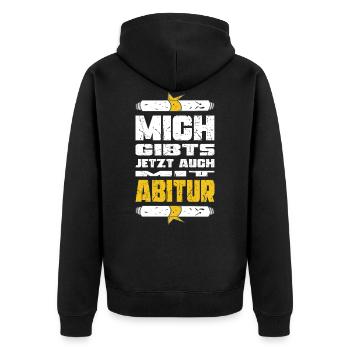 Abitur Abschluss Prüfungen Gymnasium Geschenk - Unisex Premium Bio Zip Hoodie - Schwarz - Hinten - Nico (187cm)