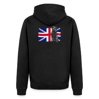 LABRADOR RETRIEVER Union Jack Flag Dogs Wilsigns - Unisex Premium Organic Zip Hoodie - black - Back - Nico (187cm)