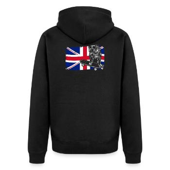 EN ANGLAIS BULLDOGGE Union Jack Flag Chiens Wilsigns - Veste à capuche bio Premium Unisexe - noir - Dos - Nico (187cm)