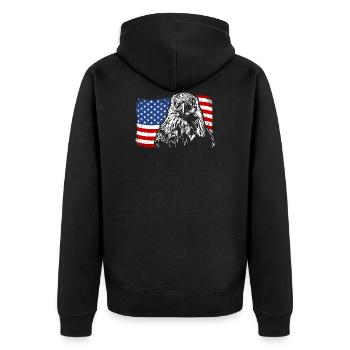 ADLER Bald Eagle America Flag Wilsigns - Unisex Premium Organic Zip Hoodie - black - Back - Nico (187cm)