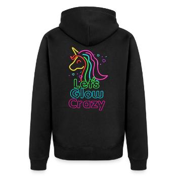 Let's Glow Crazy - Glow Party - Unicorn Lover - Bi - Unisex Premium Organic Zip Hoodie - black - Back - Nico (187cm)