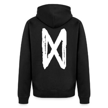 Elder Futhark Rune Dagaz - Buchstabe D - Unisex Premium Bio Zip Hoodie - Schwarz - Hinten - Nico (187cm)