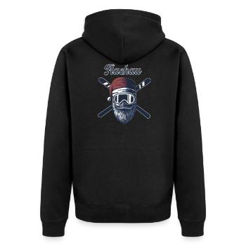 Flachau Skiurlaub Skipiste - Unisex Premium Bio Zip Hoodie - Schwarz - Hinten - Nico (187cm)
