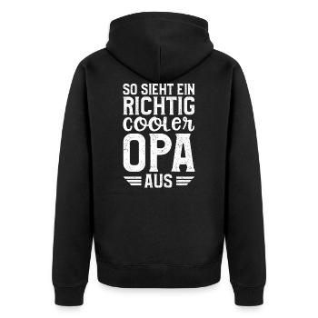 So Sieht Ein Richtig Cooler Opa Aus - Opa - Unisex Premium Bio Zip Hoodie - Schwarz - Hinten - Nico (187cm)