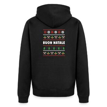 Buon Natale Christmas Sweater Candy Cane - Unisex Premium Bio Zip Hoodie - Schwarz - Hinten - Nico (187cm)