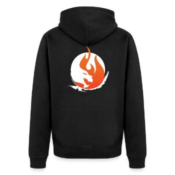Japan Asien Bambus Sonne Kanji Natur Drachen Kreis - Unisex Premium Bio Zip Hoodie - Schwarz - Hinten - Nico (187cm)