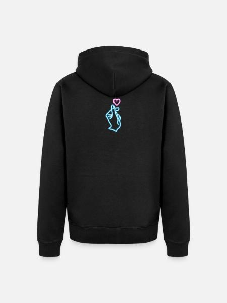 Saranghae Hand Finger Heart K-Pop - Unisex Premium Organic Zip Hoodie - black