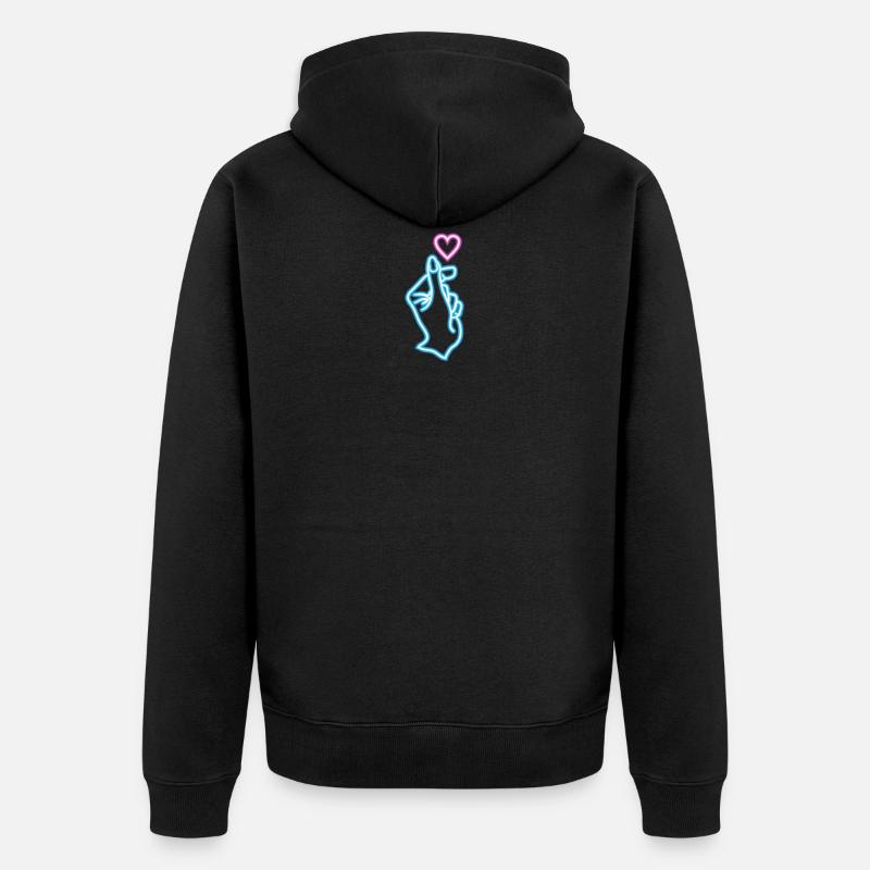 Saranghae Main Doigt Cœur K-Pop - Veste à capuche bio Premium Unisexe - noir