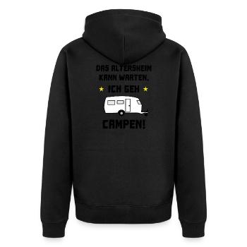 das altersheim kann warten - Unisex Premium Bio Zip Hoodie - Schwarz - Hinten - Nico (187cm)