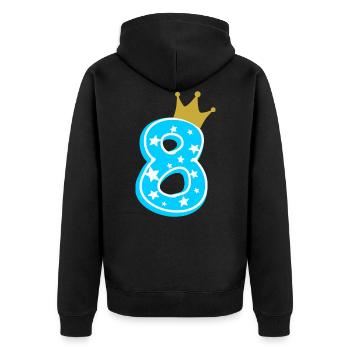 8 Krone 8. Geburtstag 8 Jahre - Unisex Premium Bio Zip Hoodie - Schwarz - Hinten - Nico (187cm)