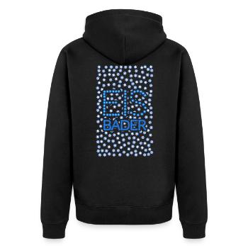 Eisbader - Unisex Premium Bio Zip Hoodie - Schwarz - Hinten - Nico (187cm)