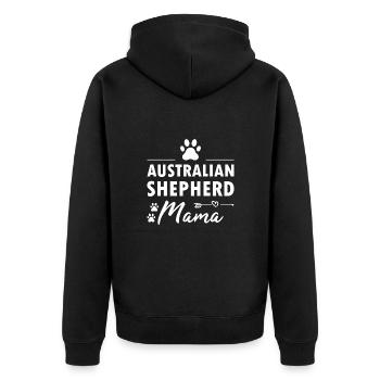 Dog Aussie Mom - Unisex Premium Organic Zip Hoodie - black - Back - Nico (187cm)