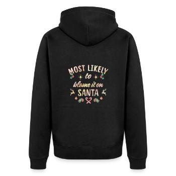 le plus susceptible de blâmer le Père Noël - Veste à capuche bio Premium Unisexe - noir - Dos - Nico (187cm)