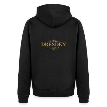 Dresden Elbflorenz: Barocke Pracht und Moderne - Unisex Premium Bio Zip Hoodie - Schwarz - Hinten - Nico (187cm)