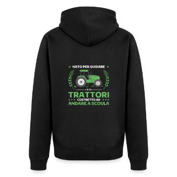 Agricoltura Nato Per Guidare Trattori Trattore - Unisex Premium Bio Zip Hoodie - Schwarz - Hinten - Nico (187cm)