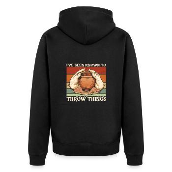 Töpfern I've Been Known To Throw Things Keramik - Unisex Premium Bio Zip Hoodie - Schwarz - Hinten - Nico (187cm)